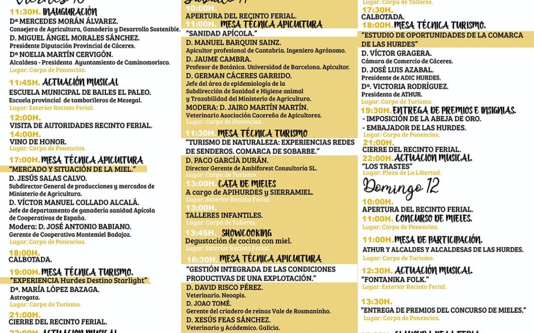 Programa IX Feria Internacional de Apicultura y Turismo de Las Hurdes