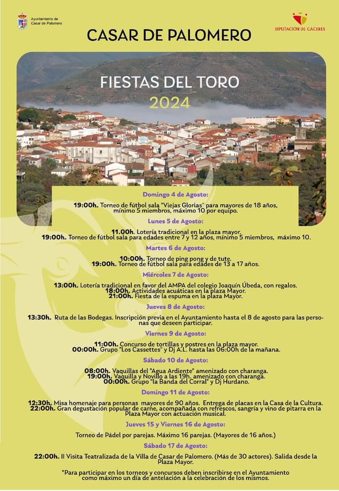 fiestas del toro 2024 casar de palomero
