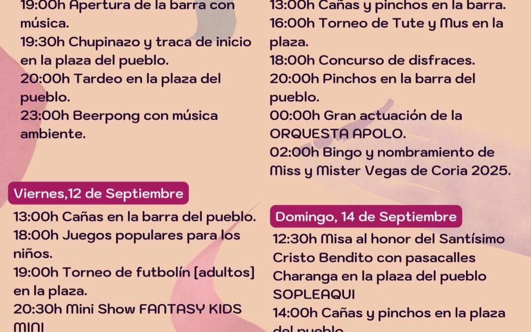 Fiestas del Cristo Vegas de Coria 2025