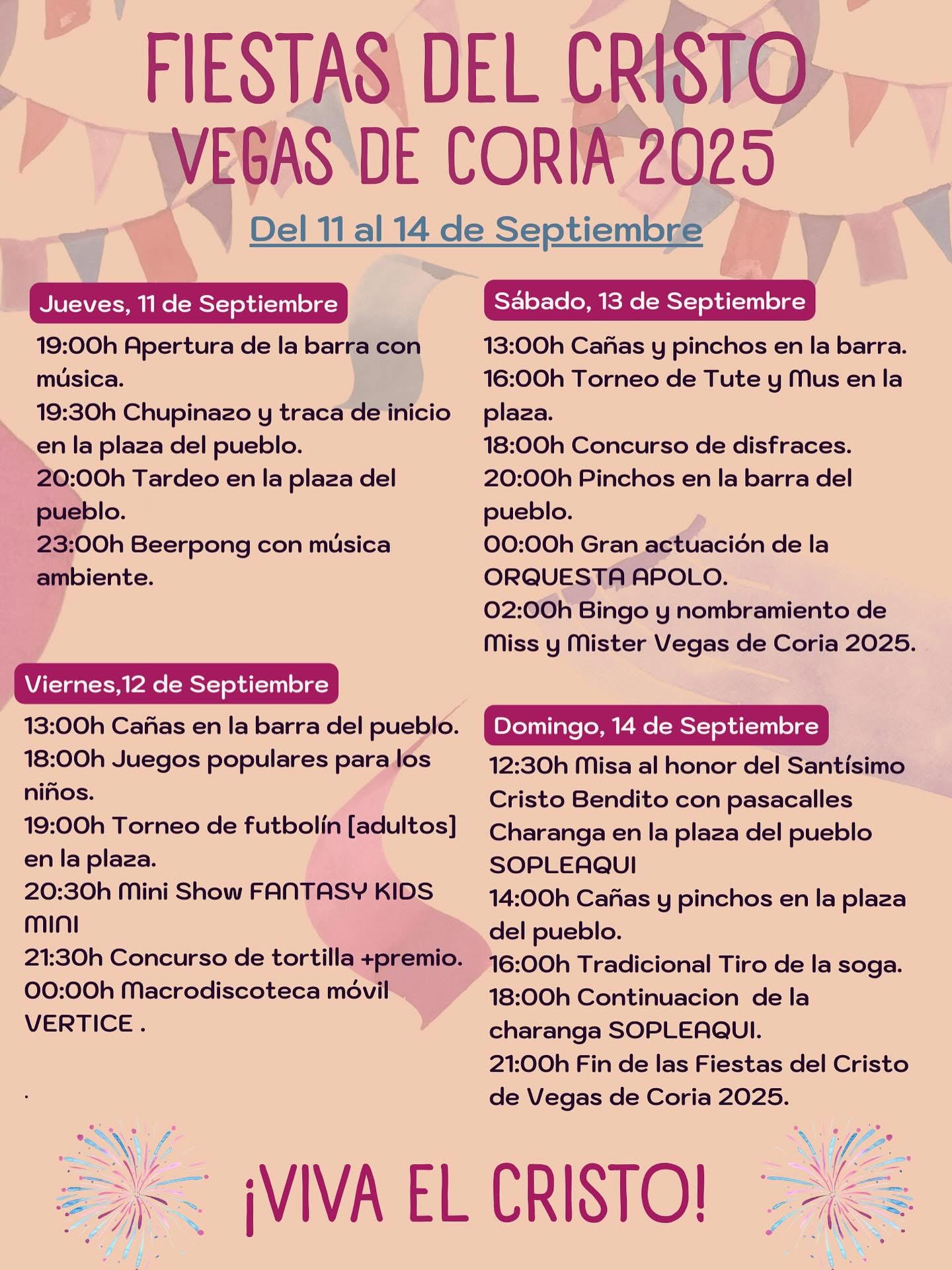 fiestas del cristo Vegas de Coria 2025